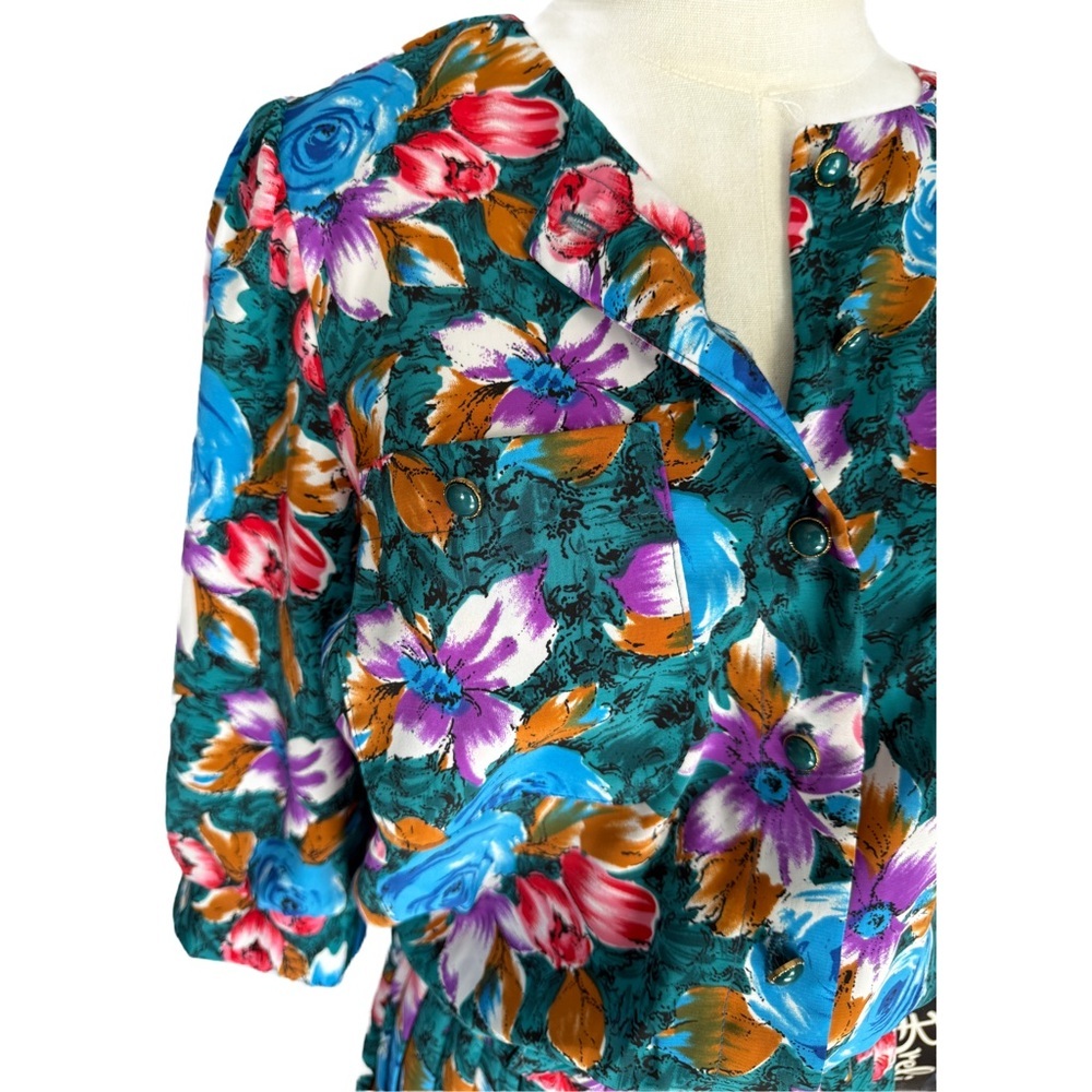 Vintage 80s Breli Originals Floral Midi Dress Deadstock Retro Made in USA NWT - Picture 2 of 9